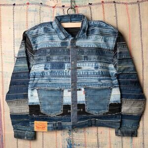 Custom Upcycled levis denim jacket , One of One Rework